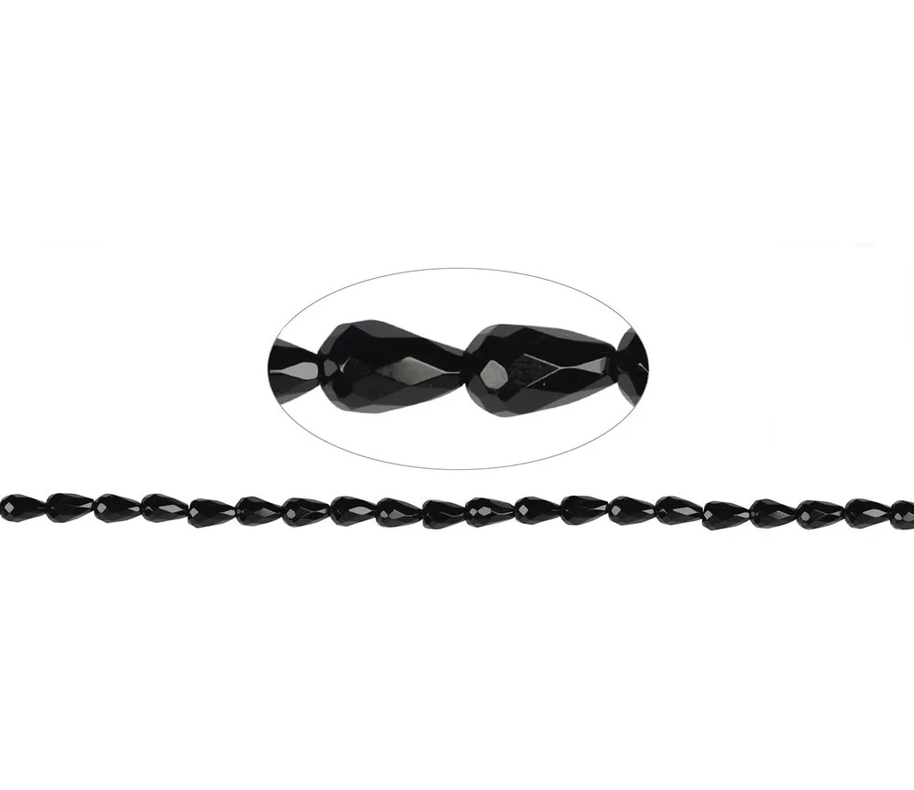 Heilstein & Edelstein-Strang - Tropfen, Onyx (gef.), facettiert, 09 x 06mm (38cm)