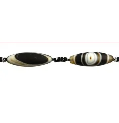 Heilstein & Edelstein-Strang - Spindel, Onyx gebändert (gef.) matt, 40 x 14 mm
