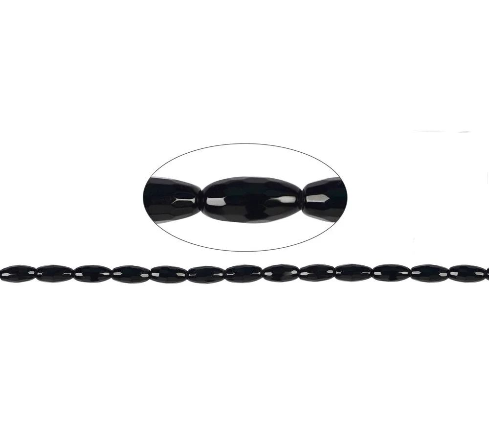 Heilstein & Edelstein-Strang - Spindel, Onyx (gef.), facettiert, 12 x 06mm