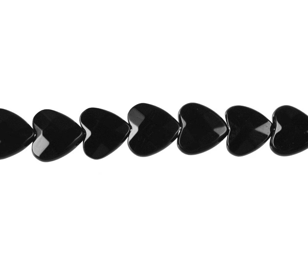 Heilstein & Edelstein-Strang - Herz, Onyx (gef.), facettiert, 08mm