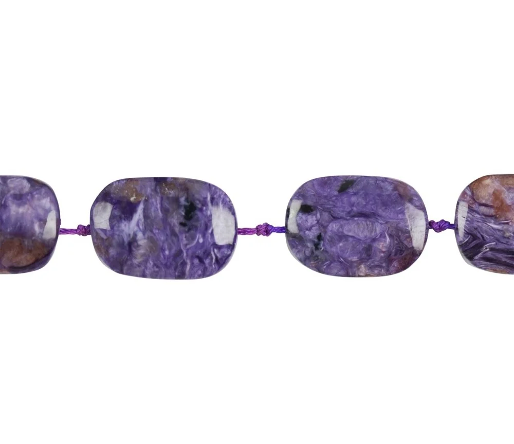 Heilstein & Edelstein-Strang - Rechteck abgerundet, Charoit, 22-24 x 20-22mm