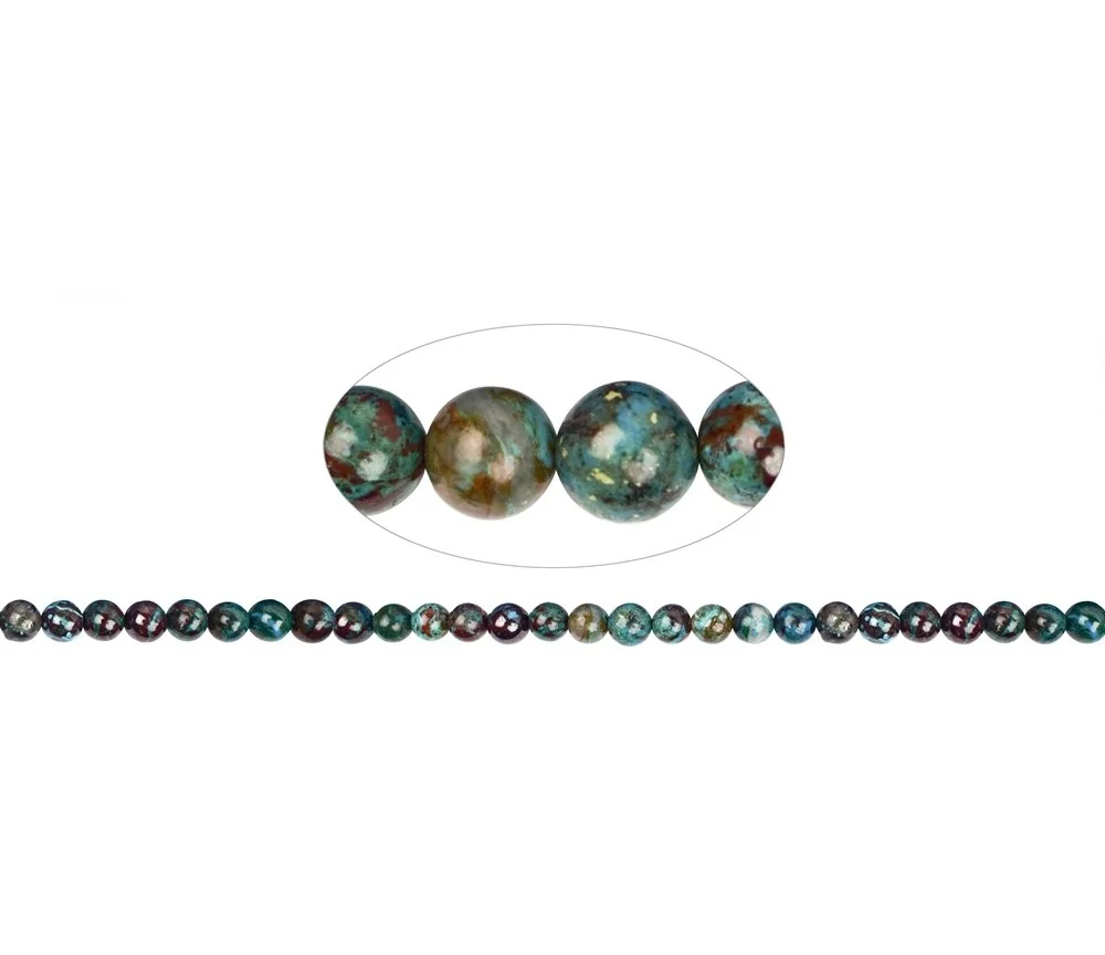 Heilstein & Edelstein-Strang - Kugeln, Chrysocoll (stab.), 06mm (36cm)