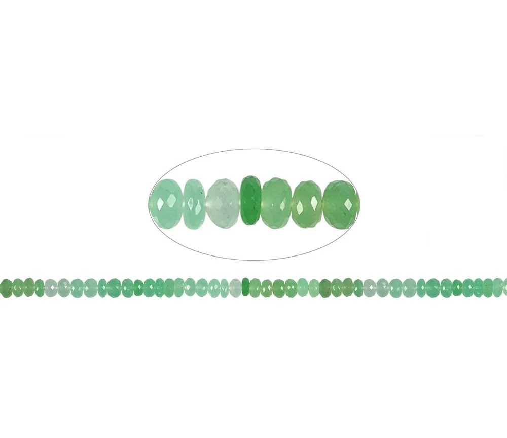 Heilstein & Edelstein-Strang - Button, Chrysopras, facettiert, 06mm, Unikat Nr. 03
