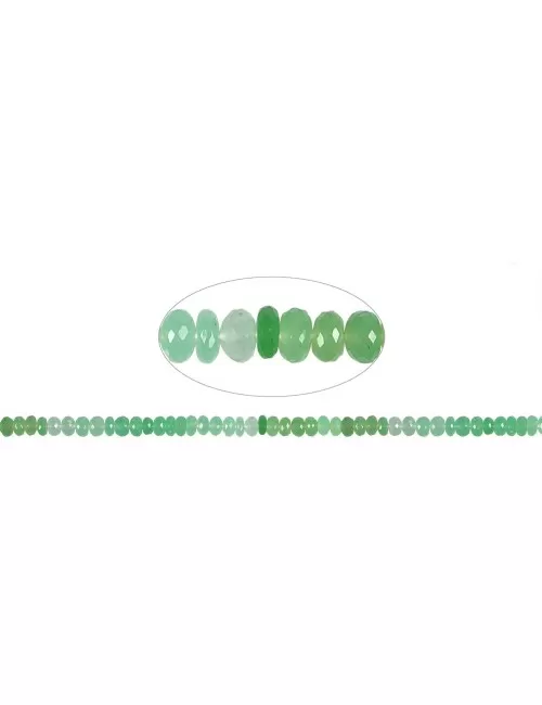 Heilstein & Edelstein-Strang - Button, Chrysopras, facettiert, 06mm, Unikat Nr. 03