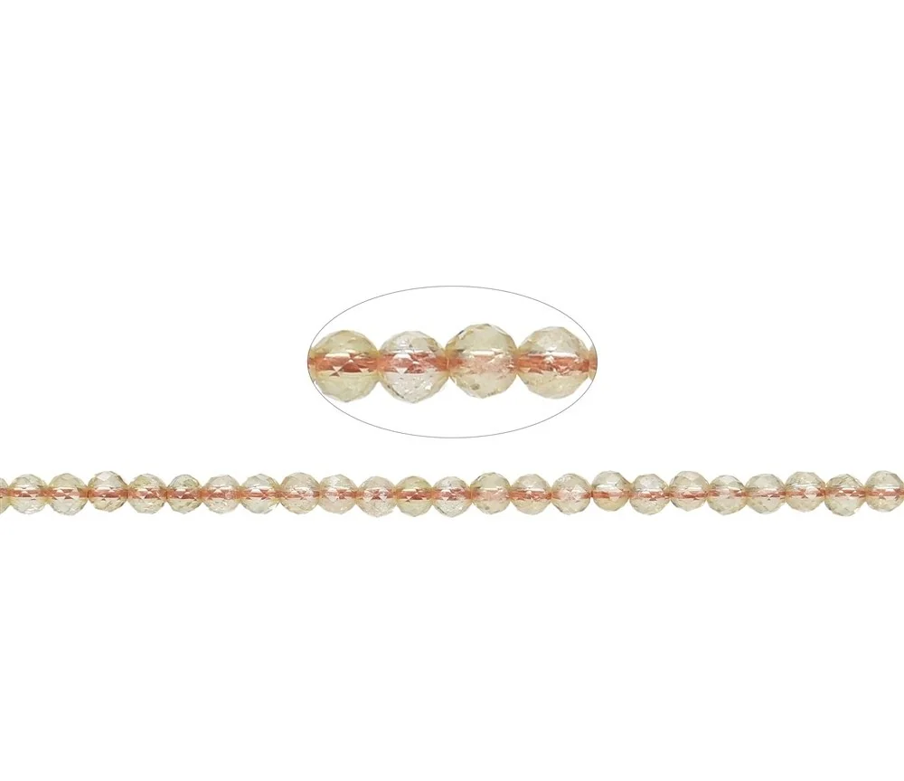 Heilstein & Edelstein-Strang - Kugeln, Citrin (gebr.), facettiert, 03mm (39cm)