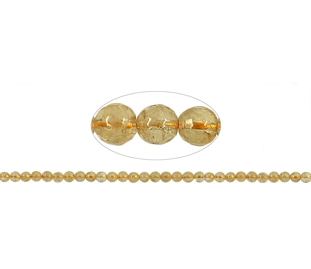 Heilstein & Edelstein-Strang - Kugeln, Citrin (gebr.) facettiert, 06mm