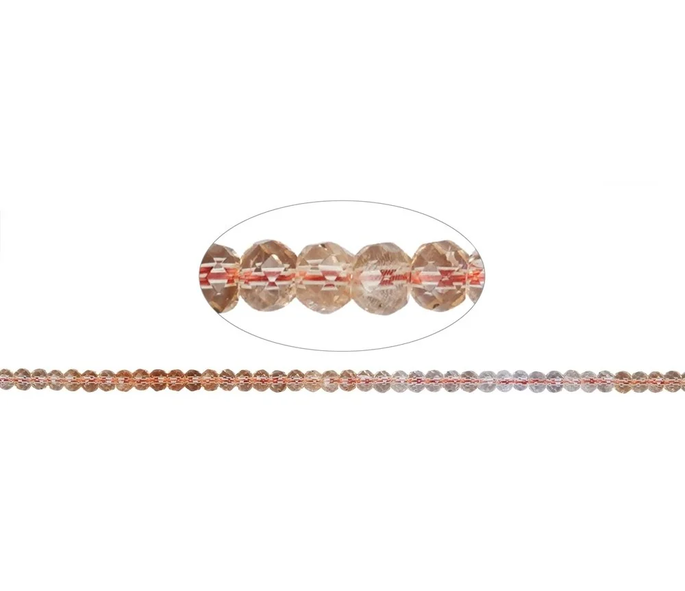 Heilstein & Edelstein-Strang - Button, Citrin (gebr.), facettiert, 03 x 05mm