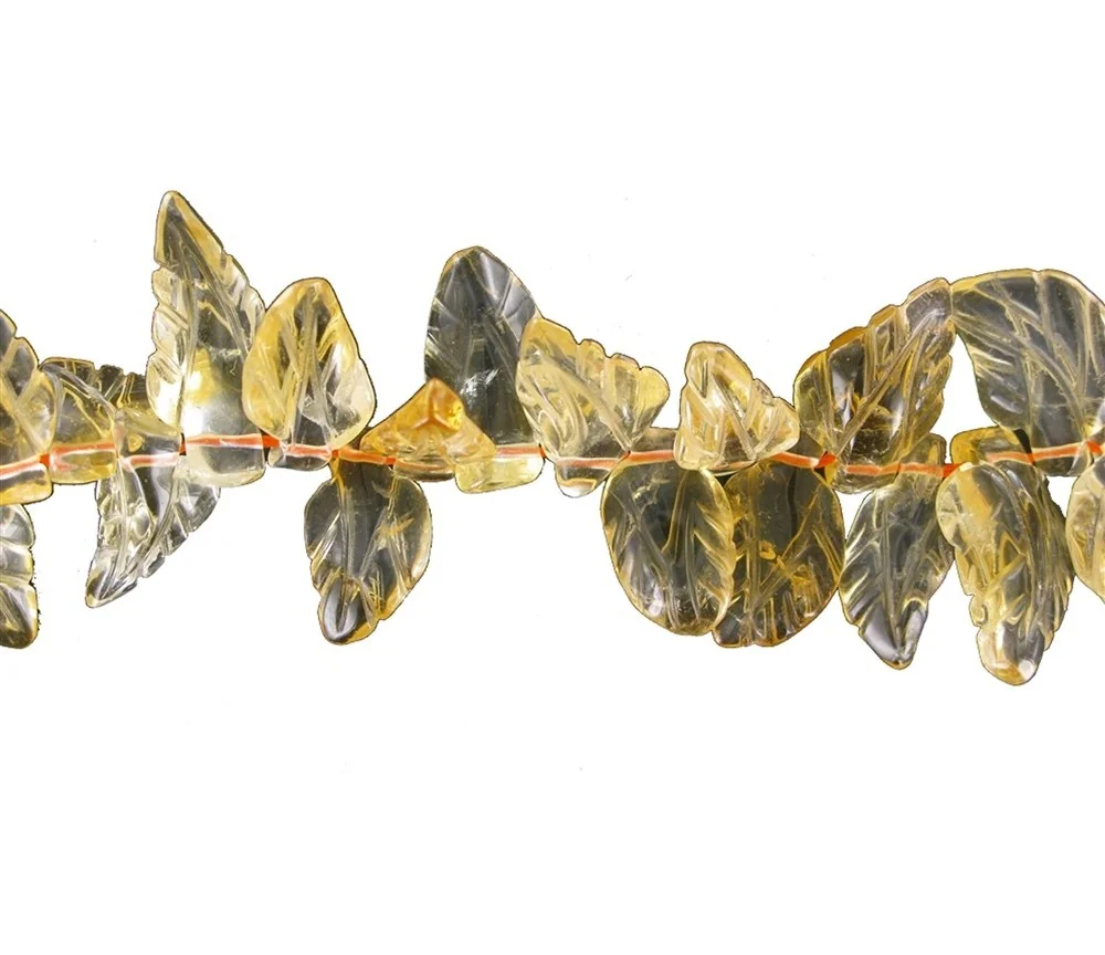 Heilstein & Edelstein-Strang - Blatt, Citrin (gebr.), 14-16 x 24-30mm