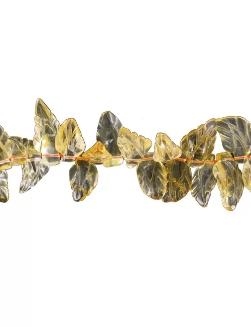 Heilstein & Edelstein-Strang - Blatt, Citrin (gebr.), 14-16 x 24-30mm