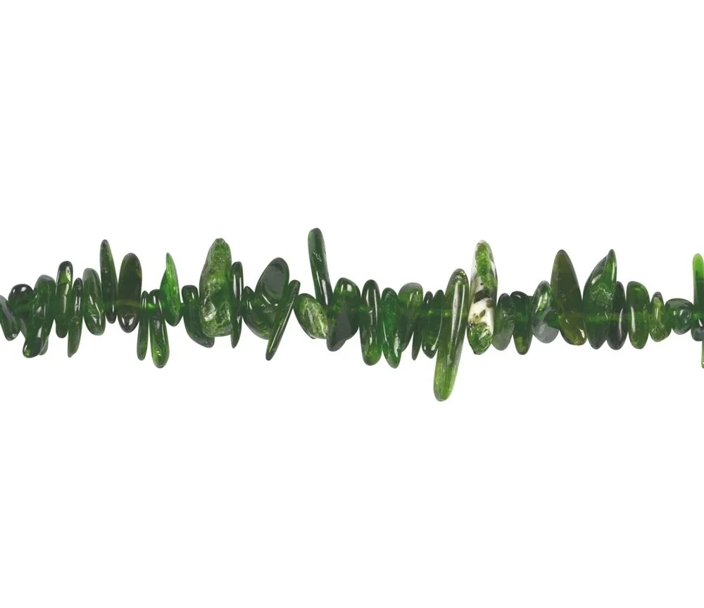 Heilstein & Edelstein-Strang - Nuggets Zahn , Chromdiopsid, 03-05 x 10-20mm (38cm)