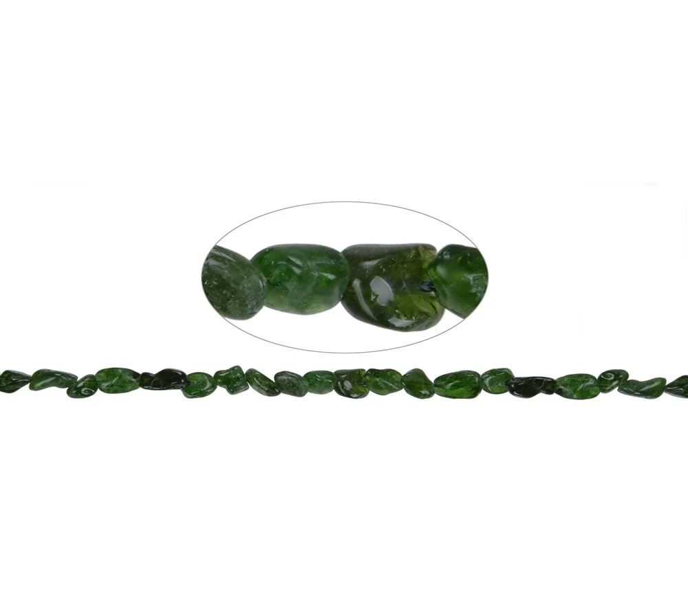 Heilstein & Edelstein-Strang - Splitter rundlich, Chromdiopsid, 05-10 x 05-08mm
