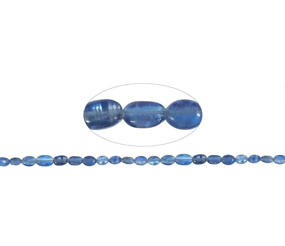 Heilstein & Edelstein-Strang - Linsen, Disthen (blau) AAA, 07-10 x 04-07mm, mit Verlauf