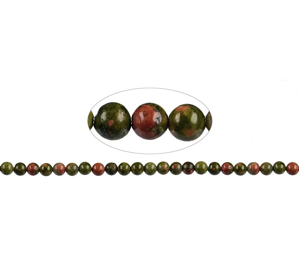 Heilstein & Edelstein-Strang - Kugeln, Unakit, 08-09mm