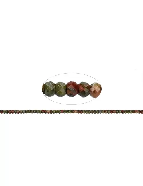 Heilstein & Edelstein-Strang - Button, Unakit, facettiert, 02 x 03mm