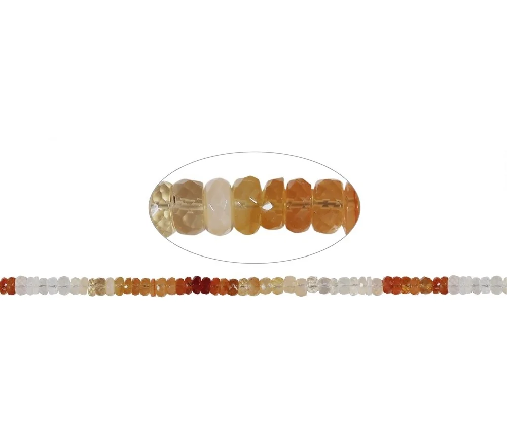 Heilstein & Edelstein-Strang - Button, Feueropal, facettiert, 02-03 x 05-06mm