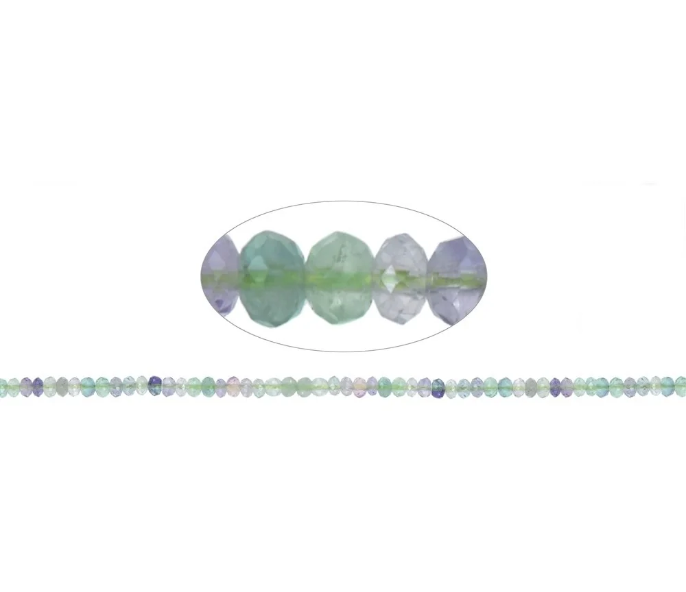 Heilstein & Edelstein-Strang - Button, Fluorit, facettiert, 02 x 04mm (39cm)