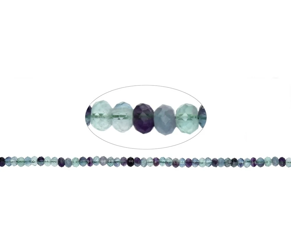 Heilstein & Edelstein-Strang - Button, Fluorit, facettiert, 04 x 06mm