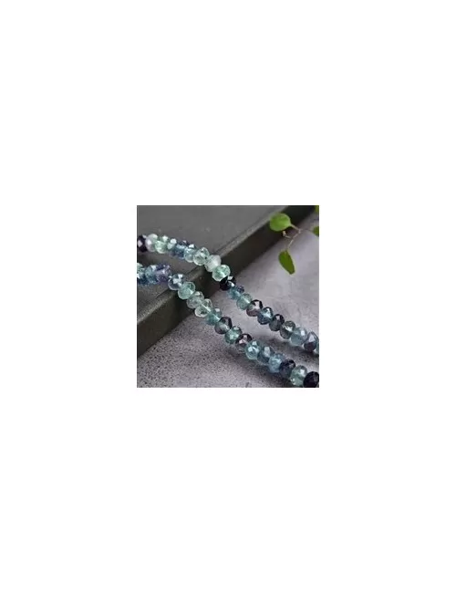 Heilstein & Edelstein-Strang - Button, Fluorit, facettiert, 04 x 06mm