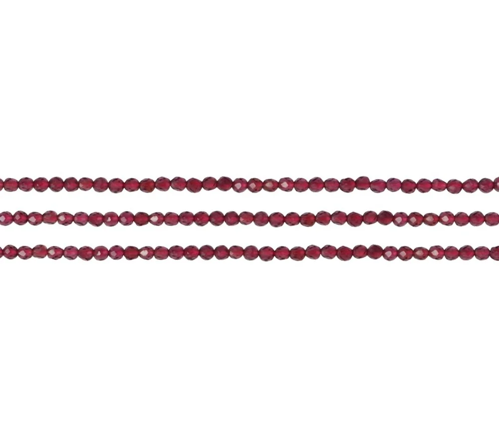 Heilstein & Edelstein-Strang - Kugeln, Granat, facettiert, 02mm (3 St./VE)