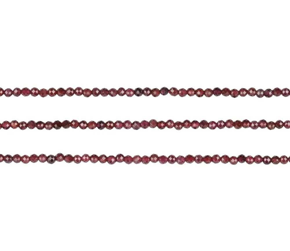 Heilstein & Edelstein-Strang - Kugeln, Granat, facettiert, 03mm (3 St./VE)