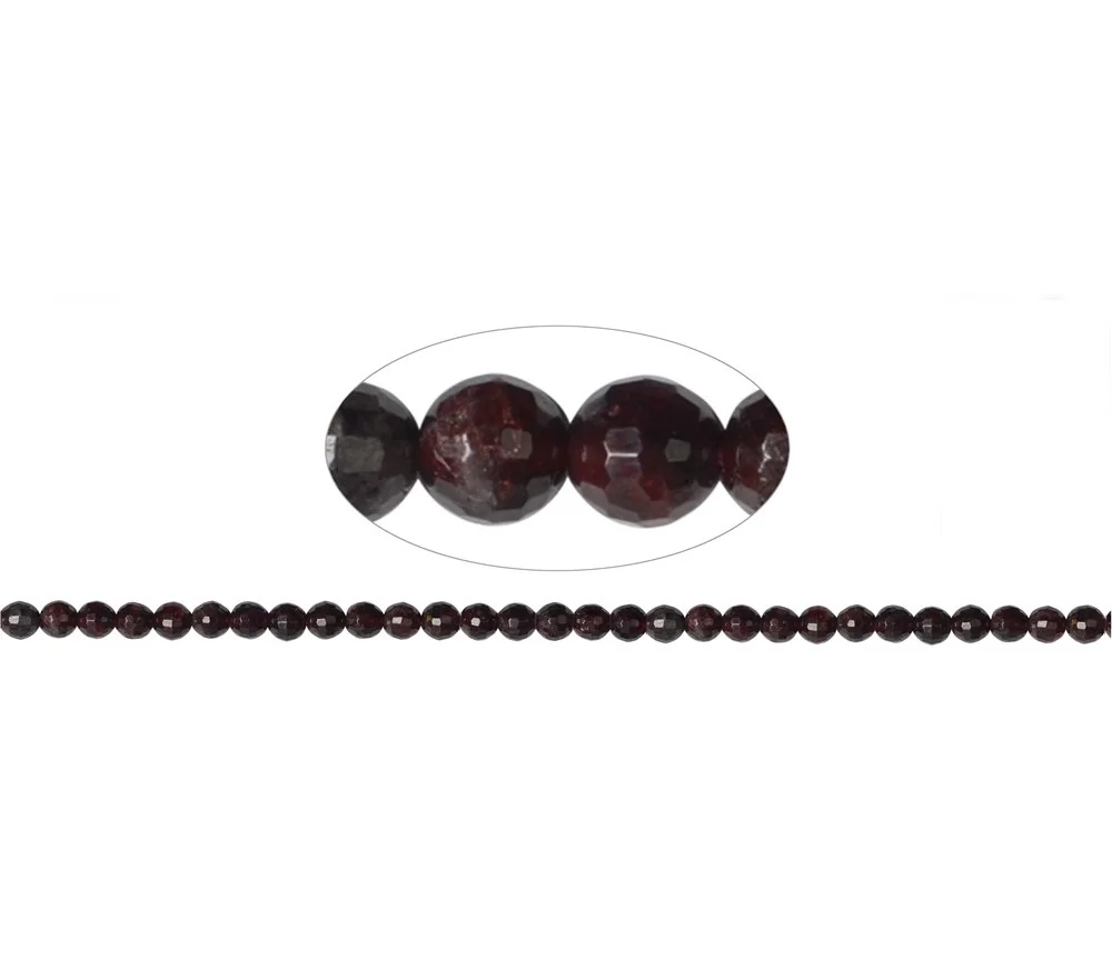 Heilstein & Edelstein-Strang - Kugeln, Granat, facettiert, 06mm