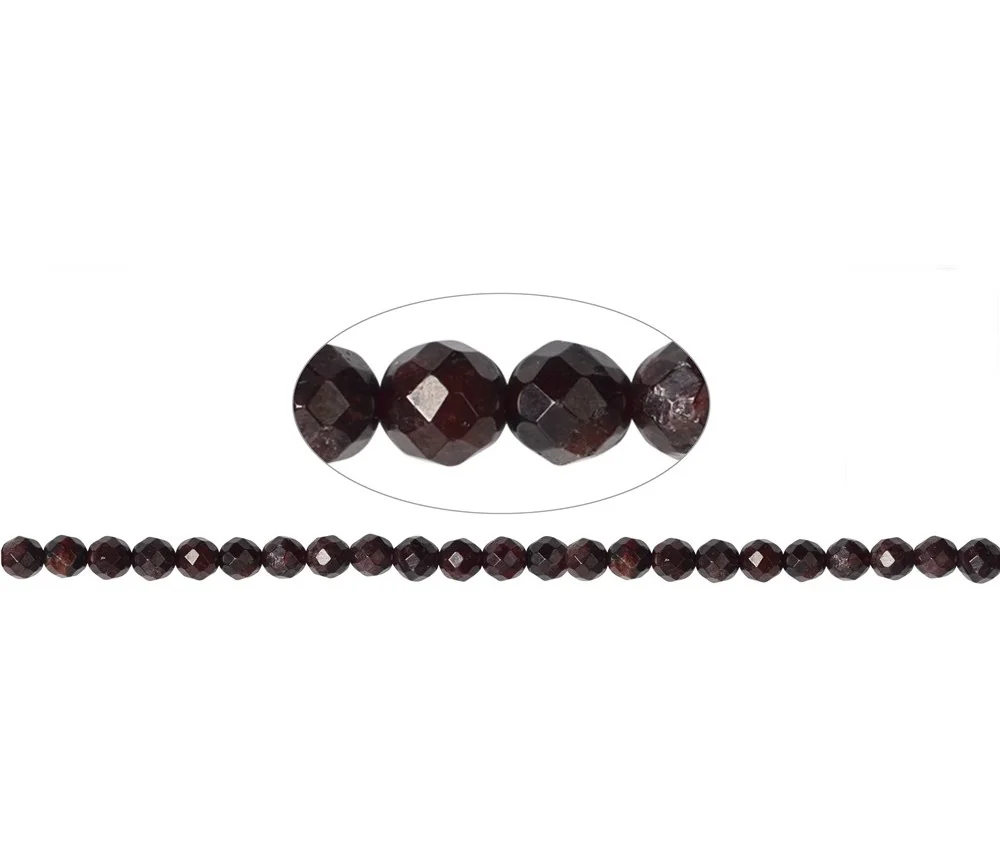 Heilstein & Edelstein-Strang - Kugeln, Granat, facettiert, 08mm (37cm)