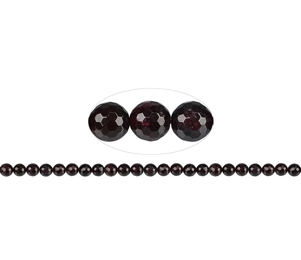 Heilstein & Edelstein-Strang - Kugeln, Granat, facettiert (64 cut), 08mm