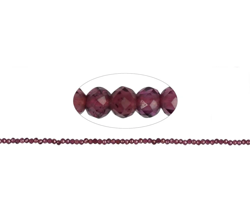 Heilstein & Edelstein-Strang - Kugeln, Granat (violett), facettiert, 02mm