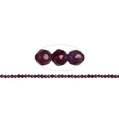 Heilstein & Edelstein-Strang - Kugeln, Granat (violett), facettiert, 3mm