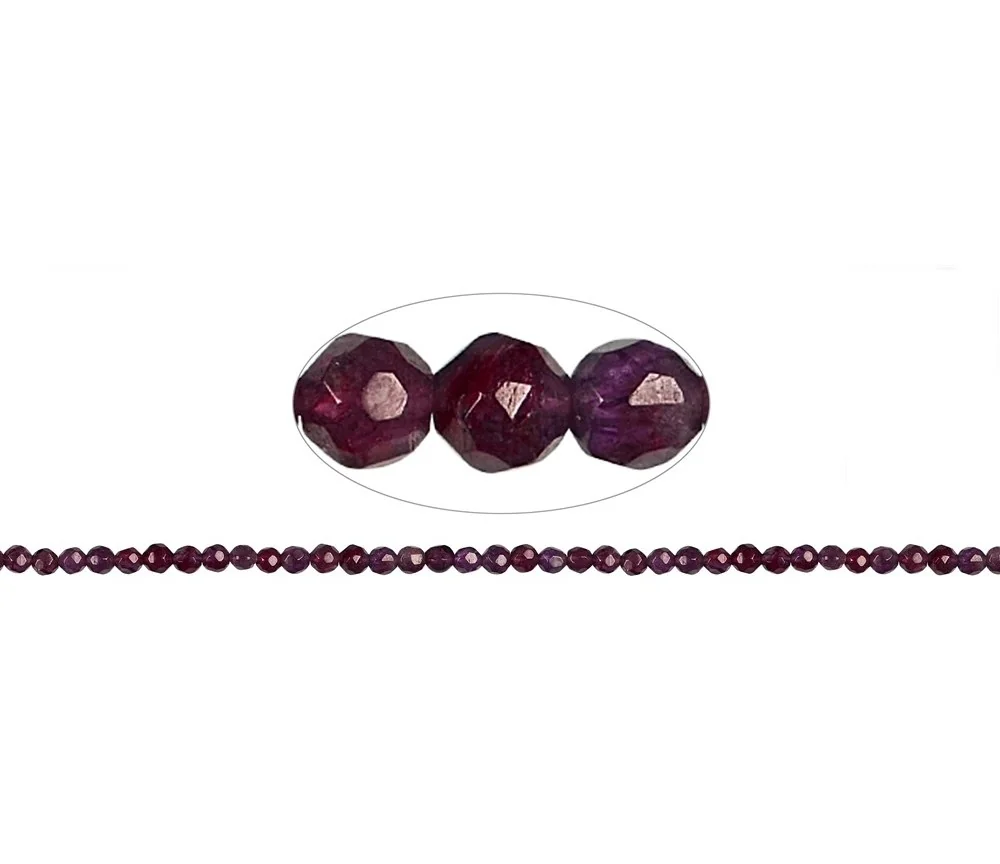 Heilstein & Edelstein-Strang - Kugeln, Granat (violett), facettiert, 3mm