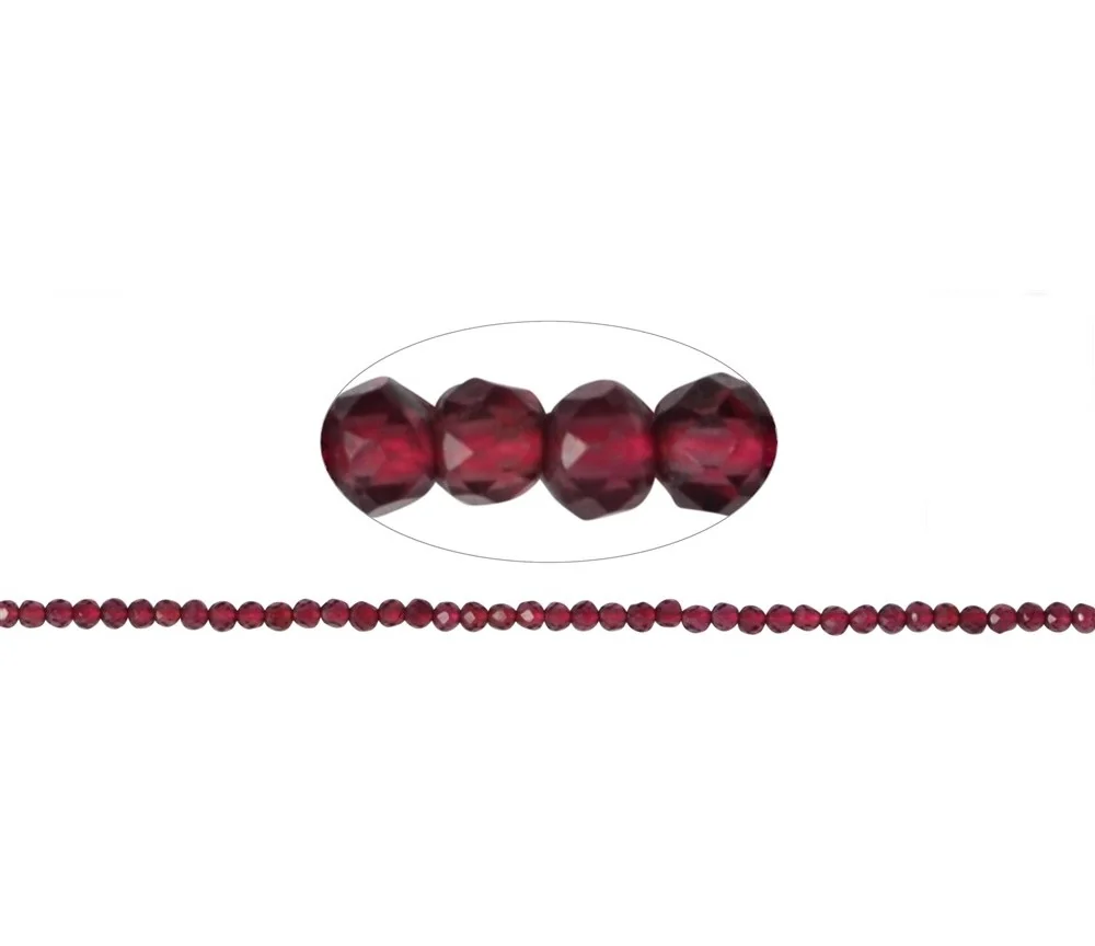 Heilstein & Edelstein-Strang - Kugeln, Granat, facettiert, 02mm