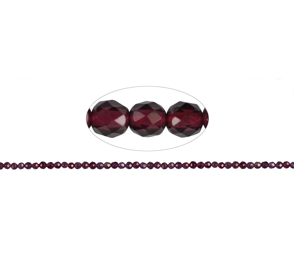 Heilstein & Edelstein-Strang - Kugeln, Granat, facettiert, 03mm (38cm)