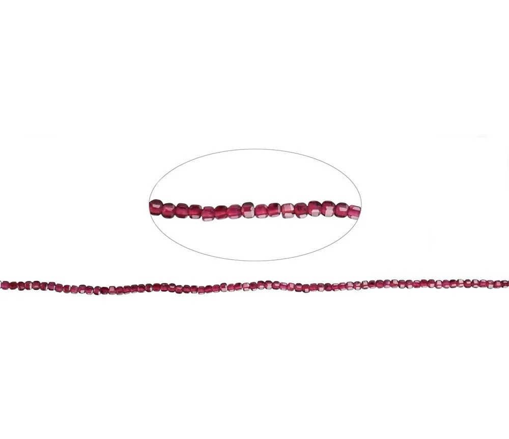 Heilstein & Edelstein-Strang - Würfel, Granat, facettiert, 02mm (39cm)