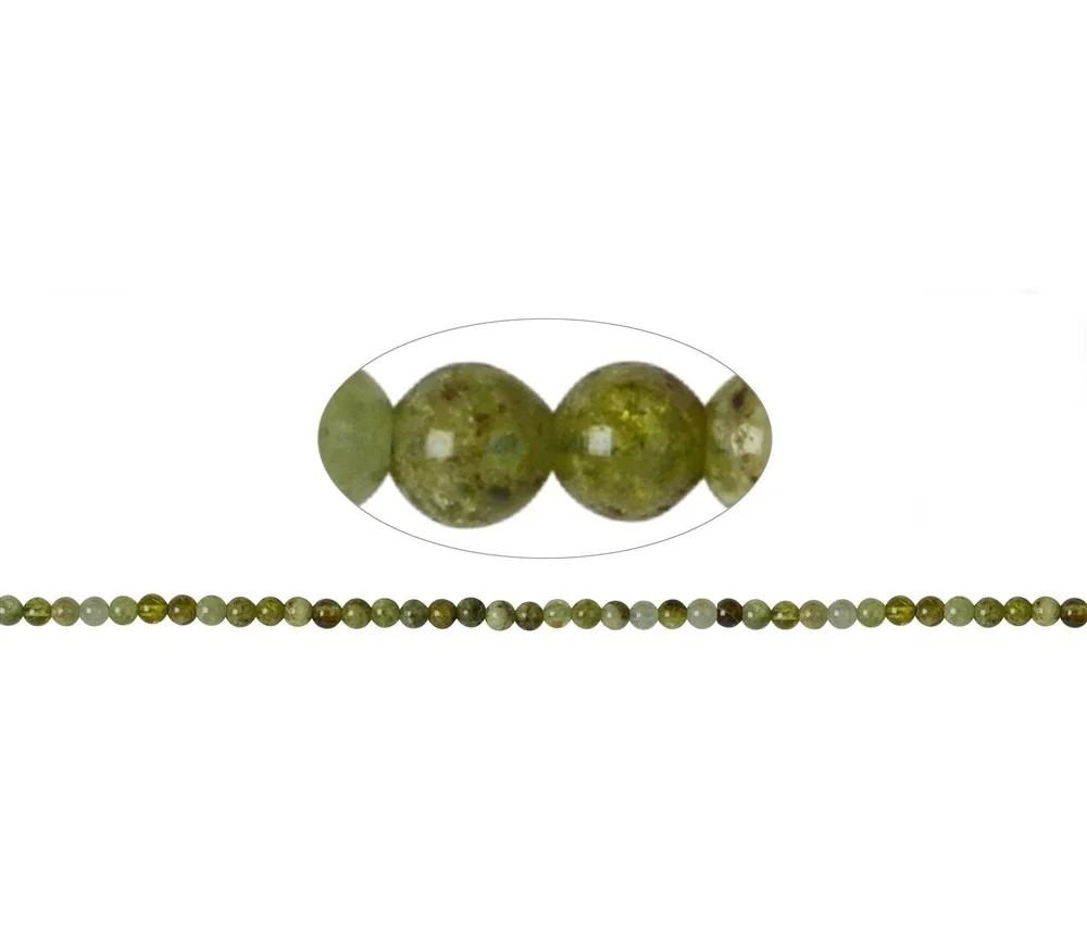 Heilstein & Edelstein-Strang - Kugeln, Granat grün (Grossular), 04mm