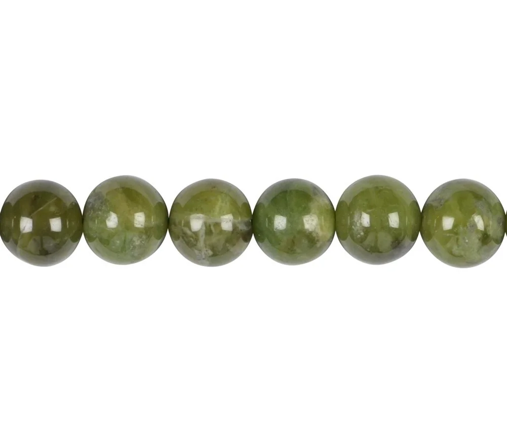 Heilstein & Edelstein-Strang - Kugeln, Granat grün (Grossular), 12mm
