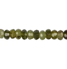 Heilstein & Edelstein-Strang - Button, Granat grün (Grossular), facettiert, 04-05 x 08-09mm (39cm)