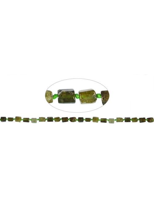 Heilstein & Edelstein-Strang - Zylinder, Granat grün (Grossular), grob facettiert, 10 x 06mm (42cm)