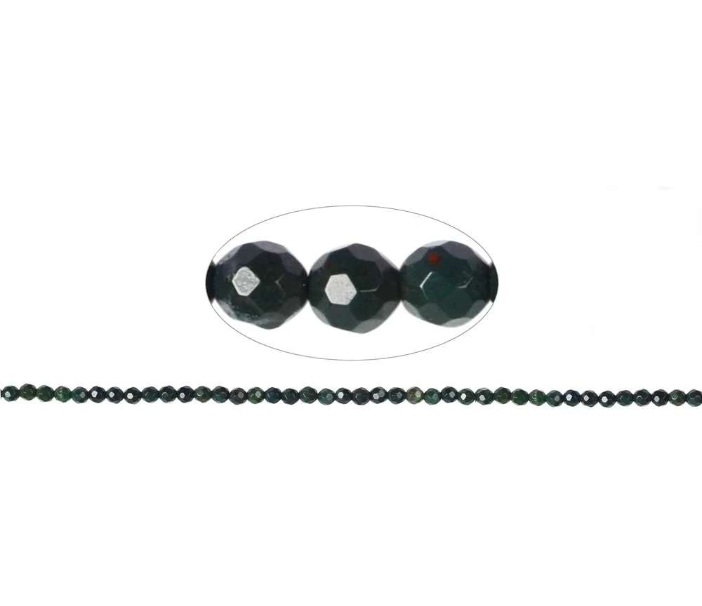 Heilstein & Edelstein-Strang - Kugeln, Heliotrop, facettiert, 04mm