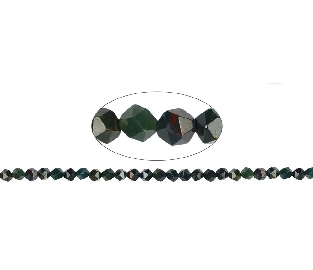 Heilstein & Edelstein-Strang - Kugeln, Heliotrop, facettiert (Starcut), 05-06mm (39cm)