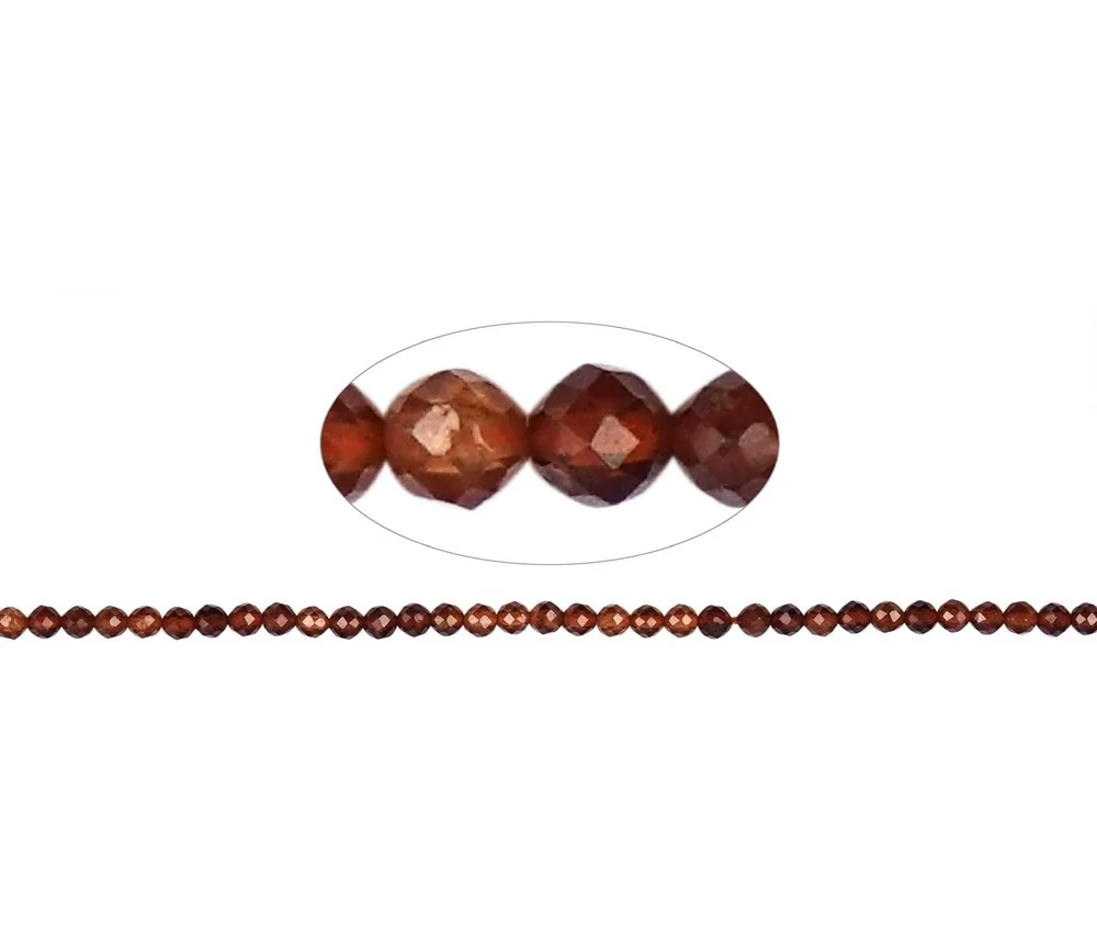 Heilstein & Edelstein-Strang - Kugeln, Hessonit (Granat), facettiert, 03,5mm (39cm)