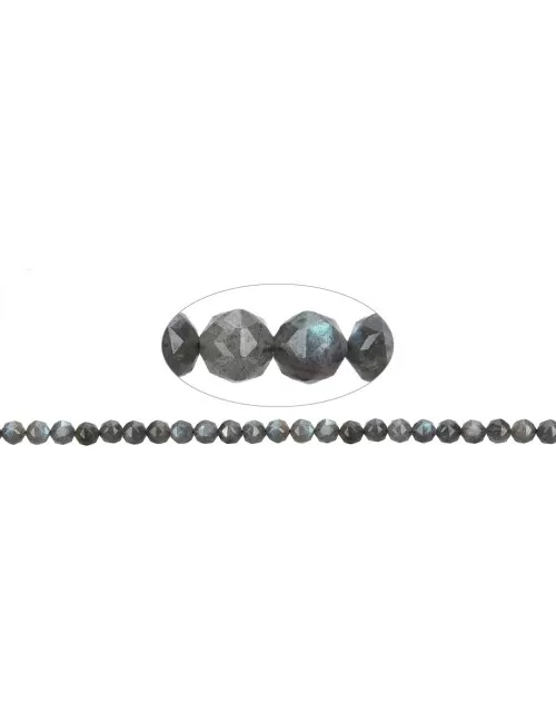 Heilstein & Edelstein-Strang - Kugeln, Labradorit, facettiert, 08mm (39cm)