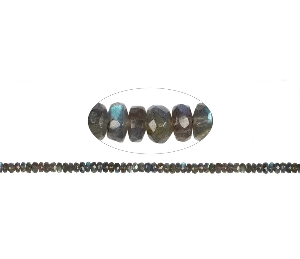 Heilstein & Edelstein-Strang - Button, Labradorit AAA, facettiert, 07mm (42cm)