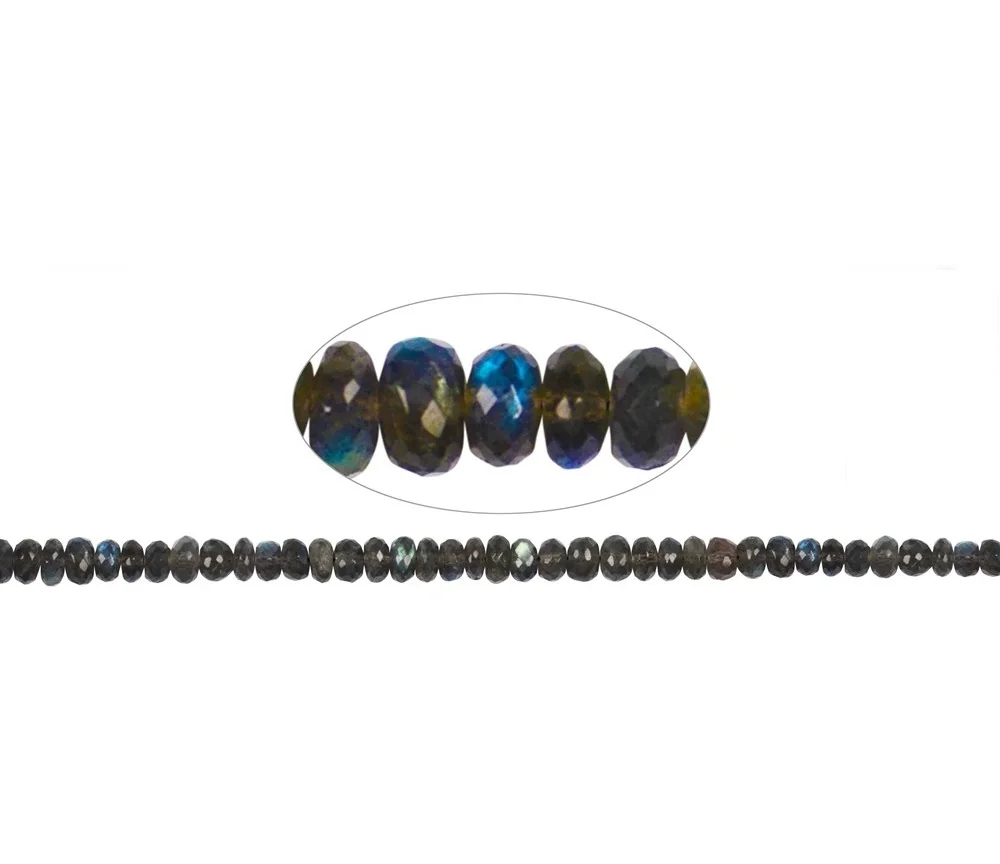 Heilstein & Edelstein-Strang - Button, Labradorit, 03 x 05-07mm (35cm)