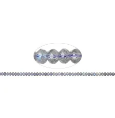 Heilstein & Edelstein-Strang - Button, Labradorit (dunkel), facettiert, 03 x 04mm