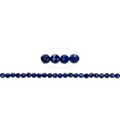 Heilstein & Edelstein-Strang - Kugel/Button, Lapis Lazuli A, facettiert, 03 x 03mm