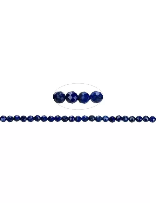 Heilstein & Edelstein-Strang - Kugel/Button, Lapis Lazuli A, facettiert, 03 x 03mm