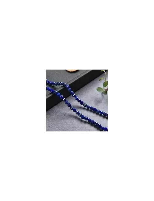 Heilstein & Edelstein-Strang - Kugel/Button, Lapis Lazuli A, facettiert, 03 x 03mm