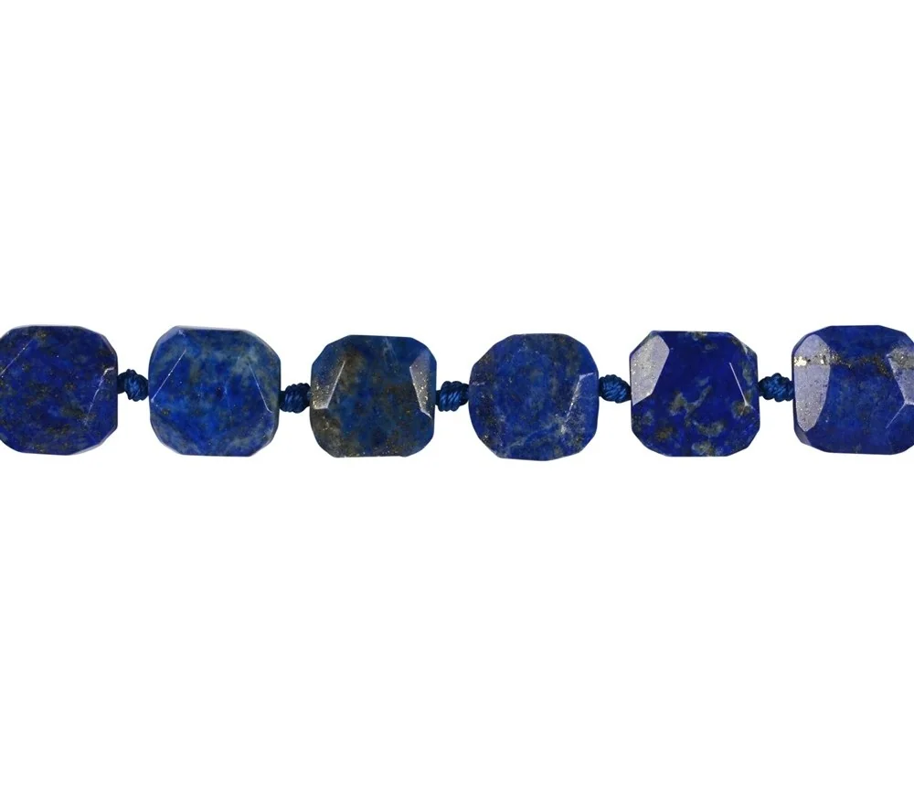 Heilstein & Edelstein-Strang - Quader, Lapis Lazuli AB, facettiert, 12-14 x 12-14mm