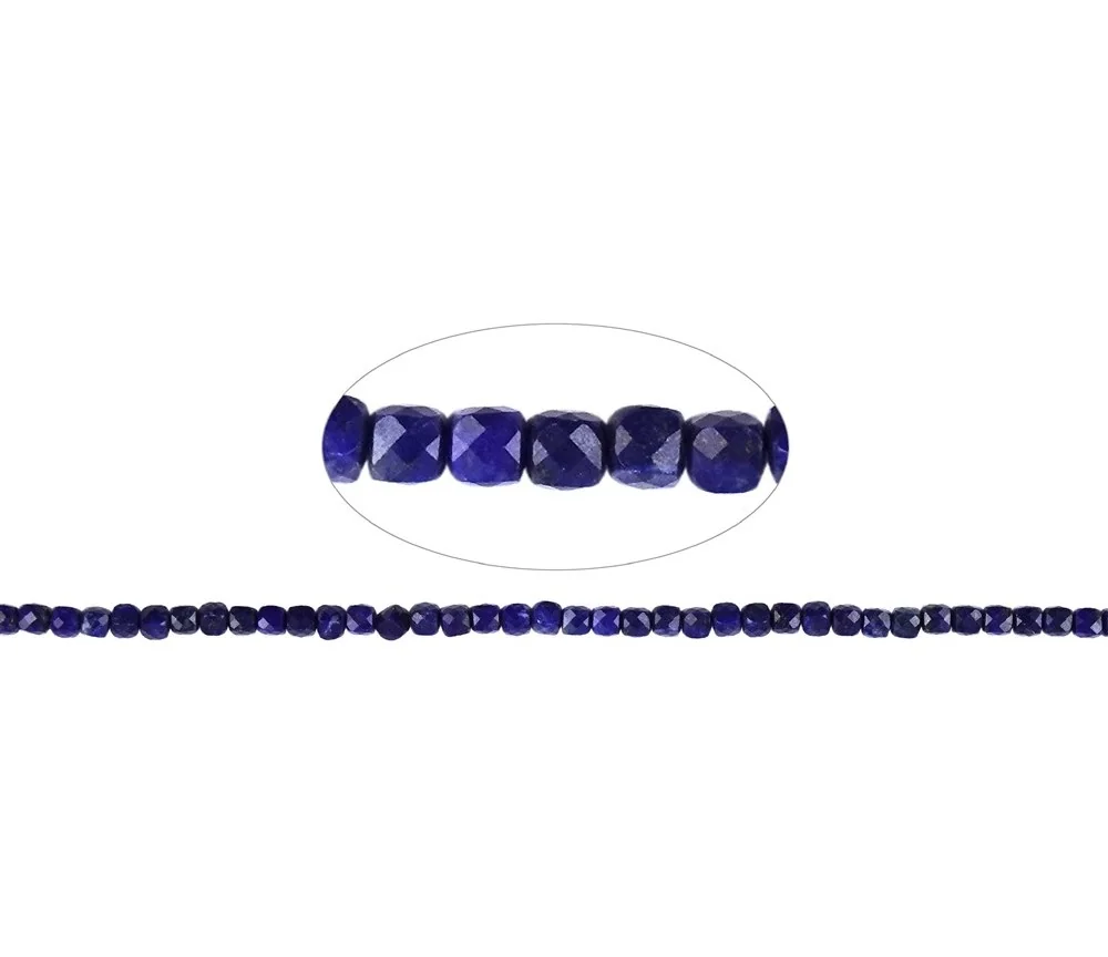 Heilstein & Edelstein-Strang - Würfel, Lapis Lazuli, facettiert, 04mm (39cm)