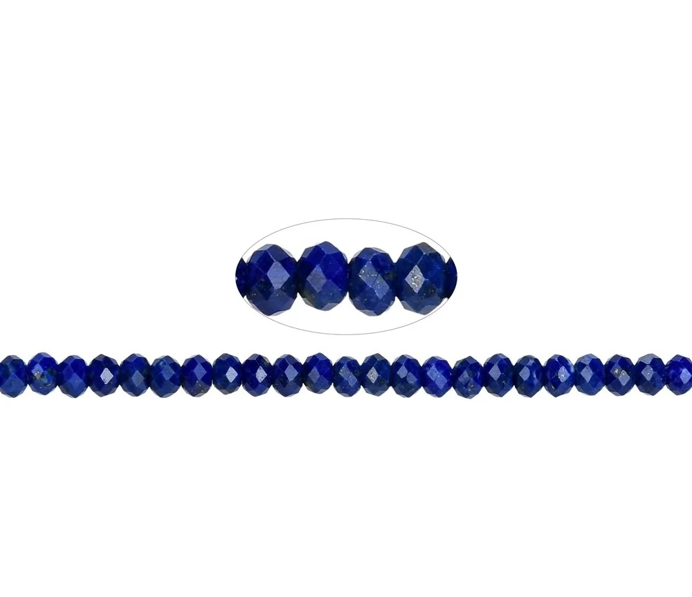 Heilstein & Edelstein-Strang - Button, Lapis Lazuli A+, facettiert, 02 x 04mm